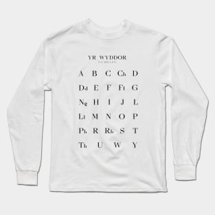 Welsh Alphabet Chart, Yr Wyddor Gymraeg Language Chart, White Long Sleeve T-Shirt